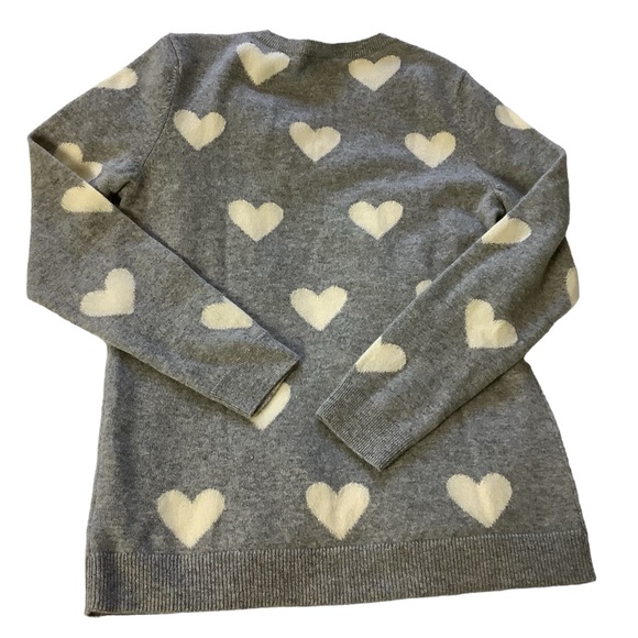Petite Medium Talbots 100% Cashmere Sweater Heather Gray Cream Heart Pattern - Picture 3 of 10